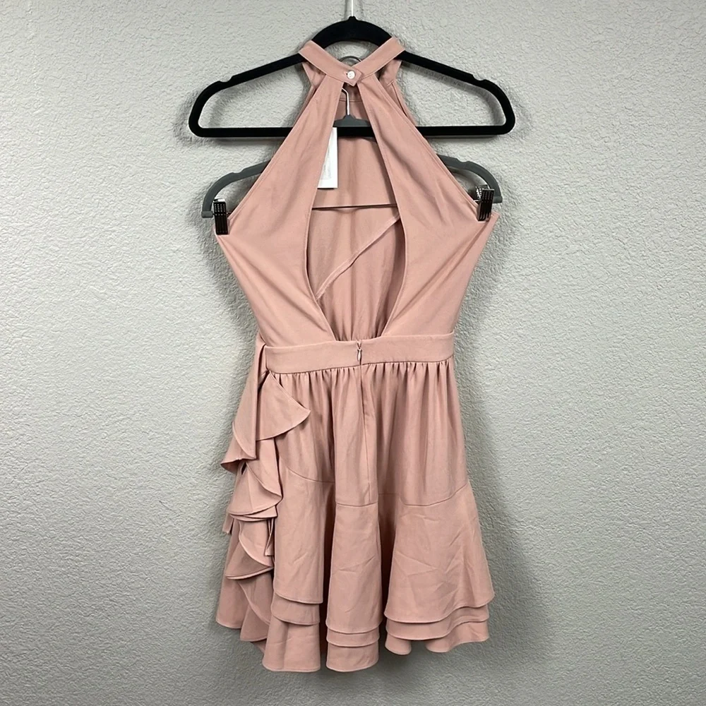 NWT Marissa Webb Alanis Dress Vintage Rose Pink Ruffle Mini Open Back Sz XS